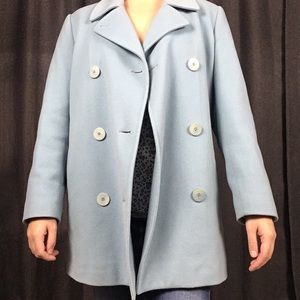 L.L. Bean sky blue pea coat wool cashmere